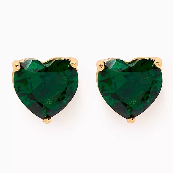 NEW Kate Spade My Love Emerald Green Heart Stud Earrings Goldtone SOLD OUT - Picture 14 of 14